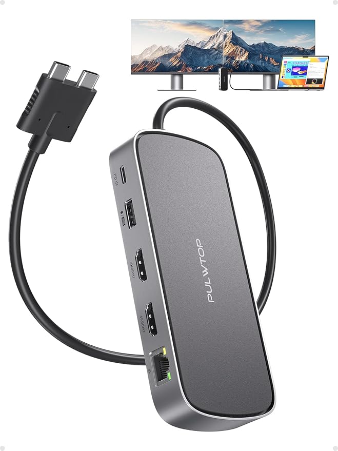 MacBook Pro Docking Station Dual Monitor 4K@60Hz by PULWTOP