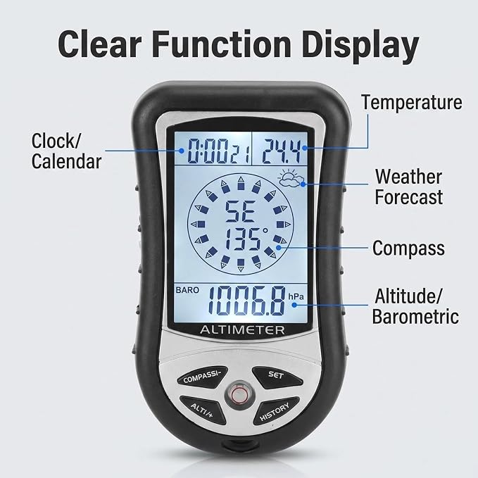 Digital Altimeter, Digital Compass, Hiking Thermometer, Barometer 8 in 1 - Image 5