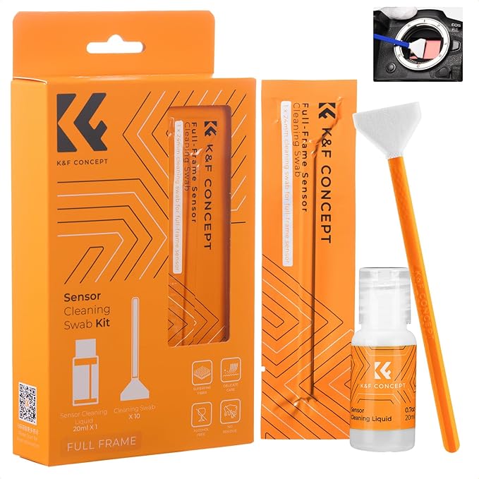 K&F CONCEPT 24mm Full Frame Sensor Cleaning Swab*10 + 20ml Sensor Cleaner by KFCONCEPT