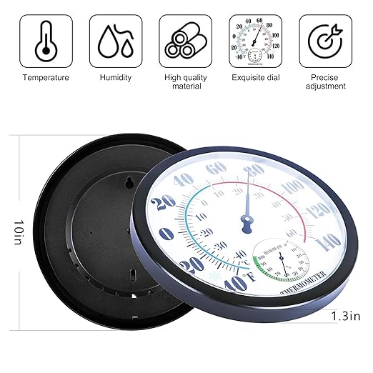 Outdoor Thermometer Hygrometer, 10 Inch Outdoor Thermometer Large Numbers - Image 3