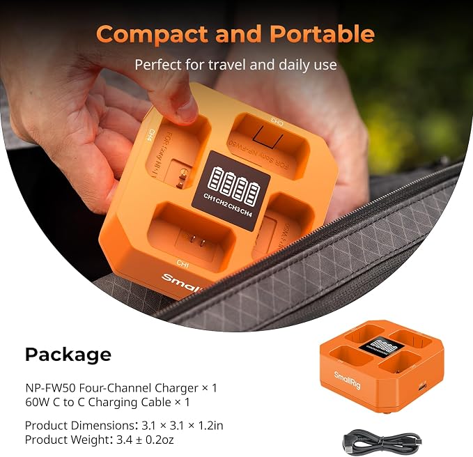 SmallRig NP-FW50 4-Channel Camera Battery Charger - Image 7