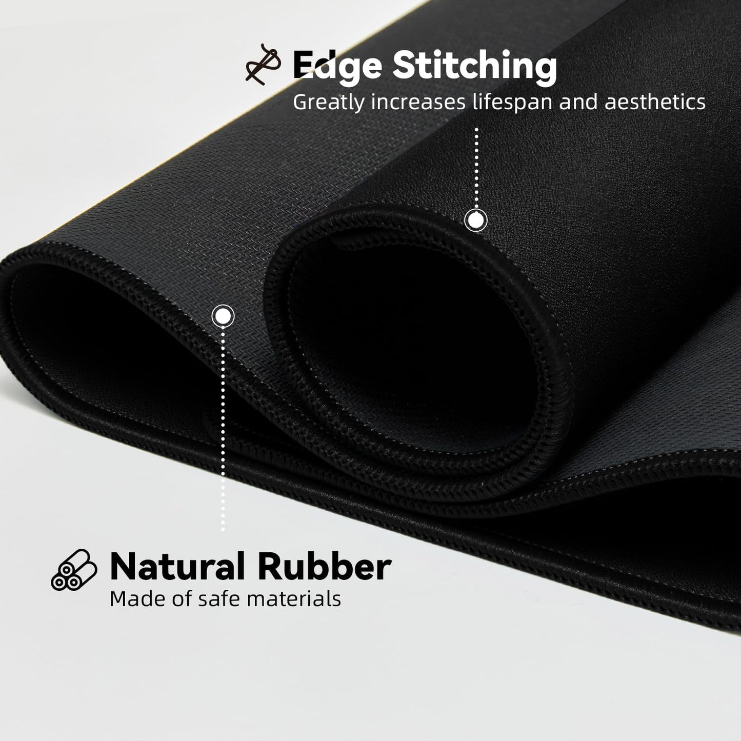Large Gaming Mouse Pad with Durable Stitched Edges, Non-Slip Rubber Base, Big Computer Keyboard Mouse Mat Desk Pad for Home Office Gaming Work, 31.5"x11.8"x0.12", Black