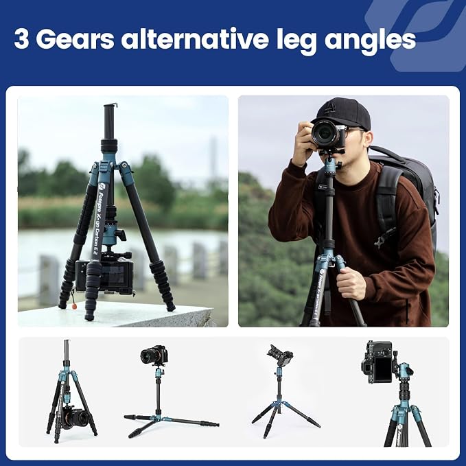 Fotopro 59" Carbon Fiber Travel Tripod Compact Camera Tripod - Image 4
