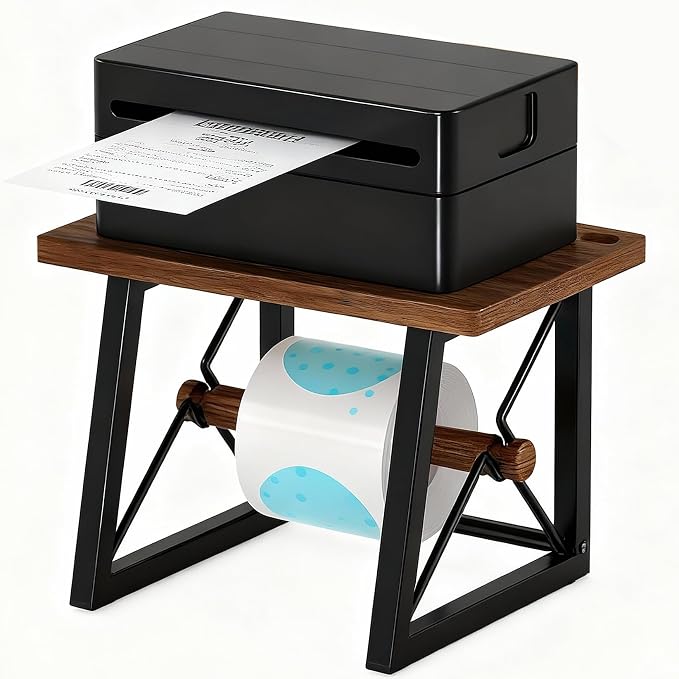 Label Holder for Rolls and Fan-fold Labels, Wooden Label Holder for Desktop by TIPSYTREE