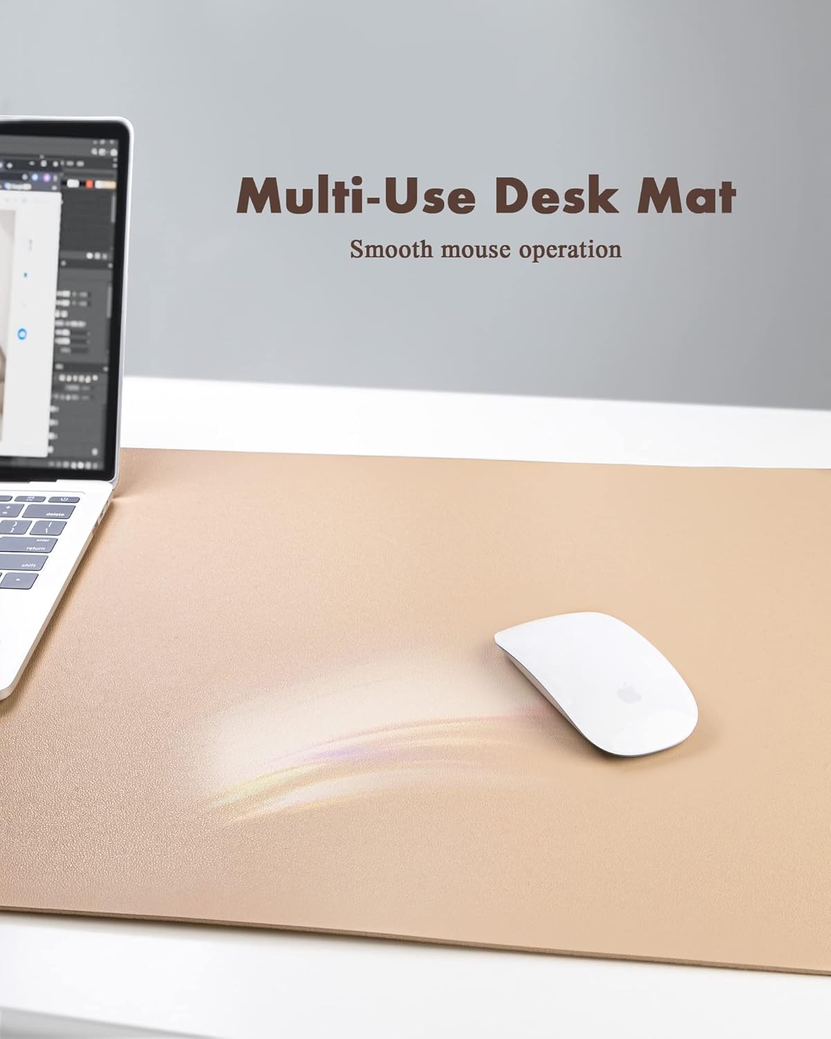 YSAGi Double-Sided Desk Pad, 35.4"x17"Leather Desk Mat, Eco Cork Desk Pad Protector,Large Mouse Pad,Waterproof Desk Blotter for Office/Home(Apricot)