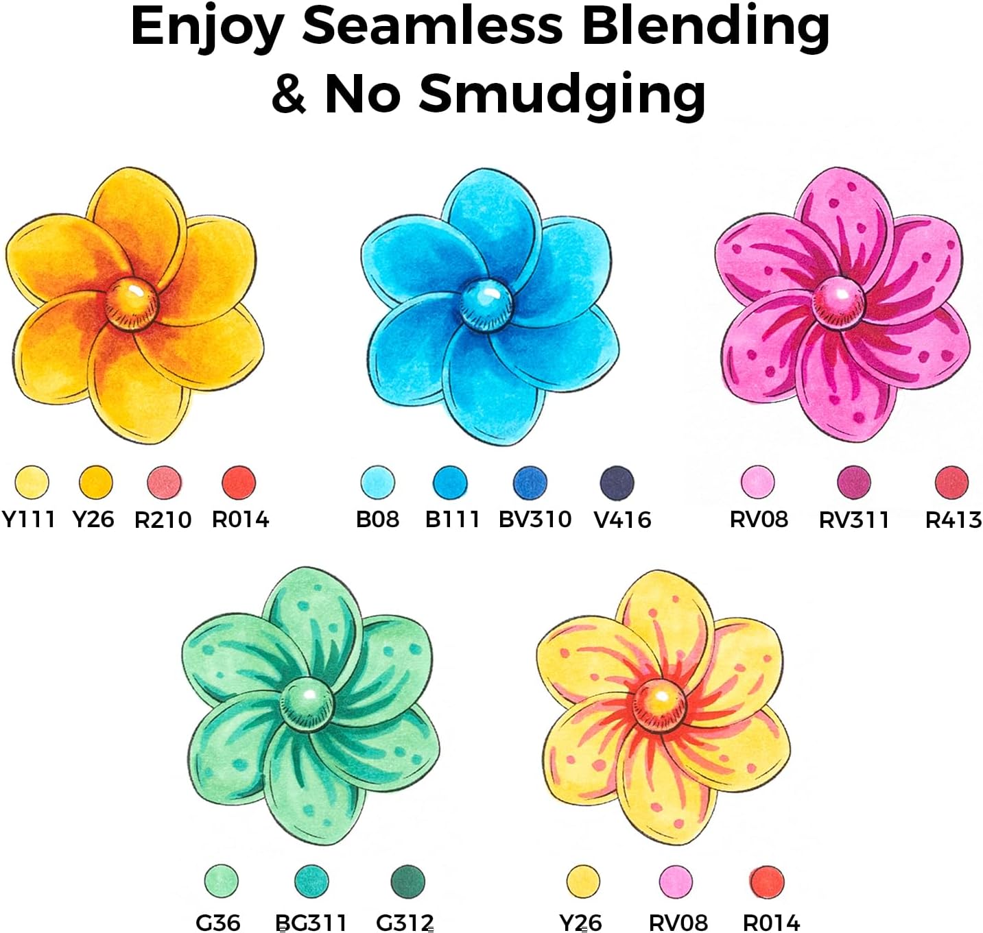Ohuhu Alcohol Markers Brush Tip -Double Tipped Art Marker Set for Artist Adults Coloring Illustration -48 Colors -Brush & Fine -Honolulu B -Refillable