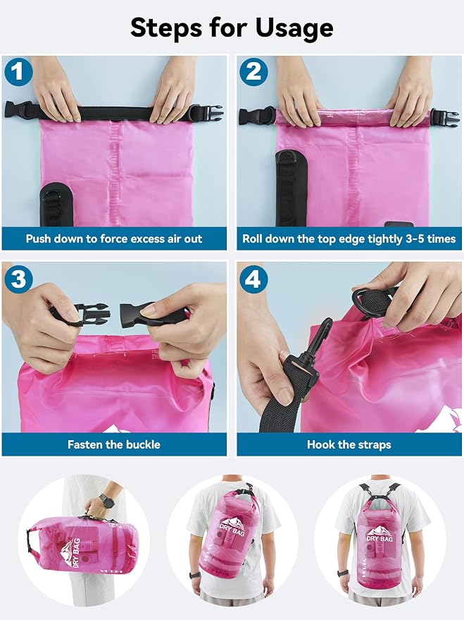 HEETA Dry Bag Waterproof for Women Men, 5L/10L/20L/30L/40L Roll Top Lightweight - Image 5