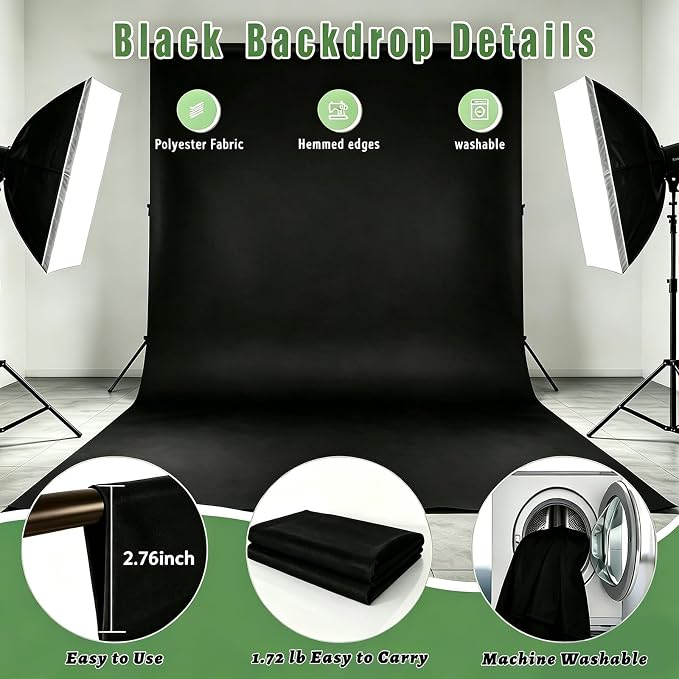 Black Photo Backdrop for Photoshoot, Fabric Background for Product Photography - Image 7
