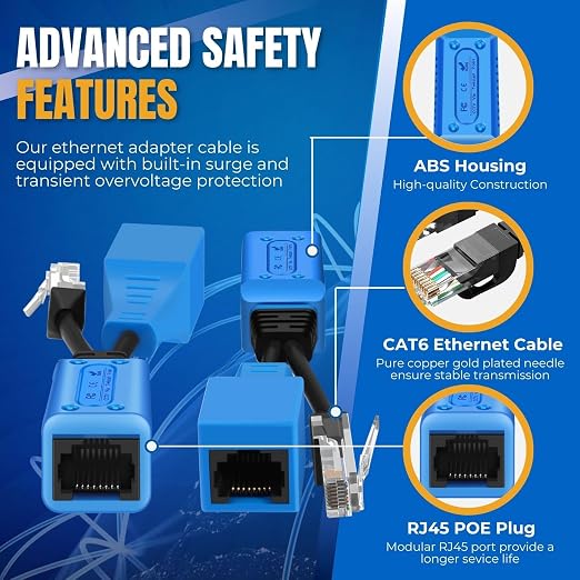 TNP RJ45 Ethernet Cable Combiner/Splitter Kit, 2 Male to 1 Female & 1 Male 1 - Image 6
