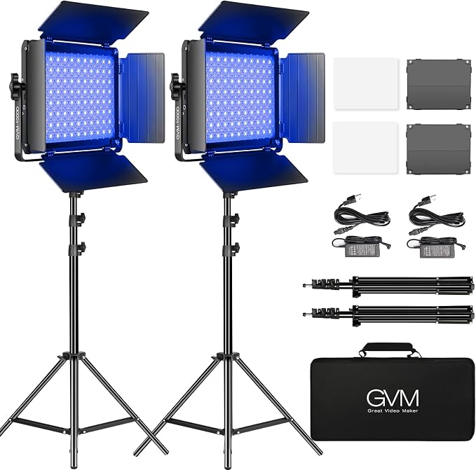 GVM RGB LED Video Light with Bluetooth Control, 360° Full Color 1000D PRO Video by GVMGreatVideoMaker