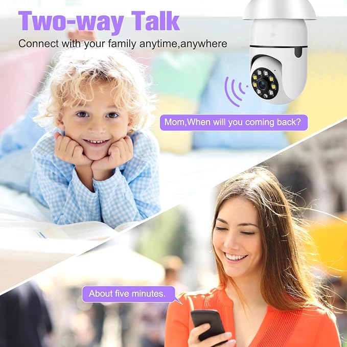 Security Camera Indoor Wireless WiFi Outdoor Home E27 360 Degree Panoramic Home - Image 4