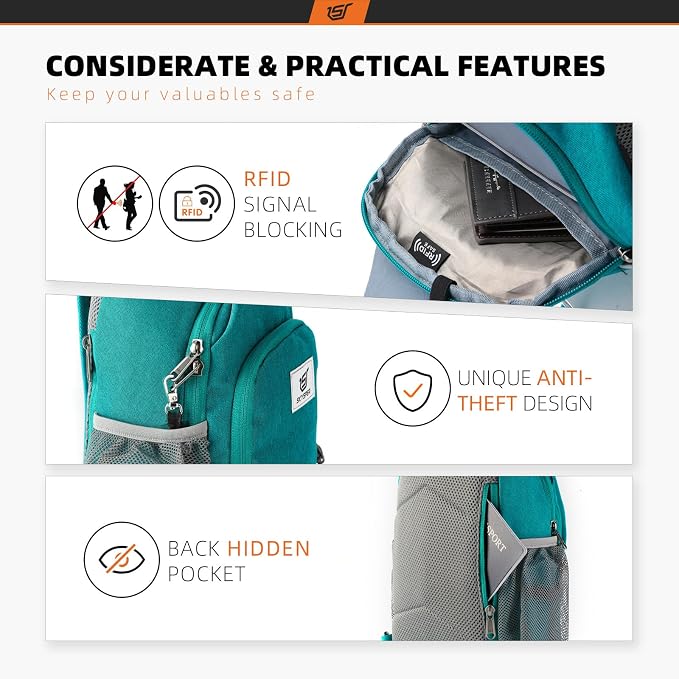 SKYSPER Sling Bag RFID Crossbody Sling Backpack Cross Body Shoulder Bag Travel - Image 3