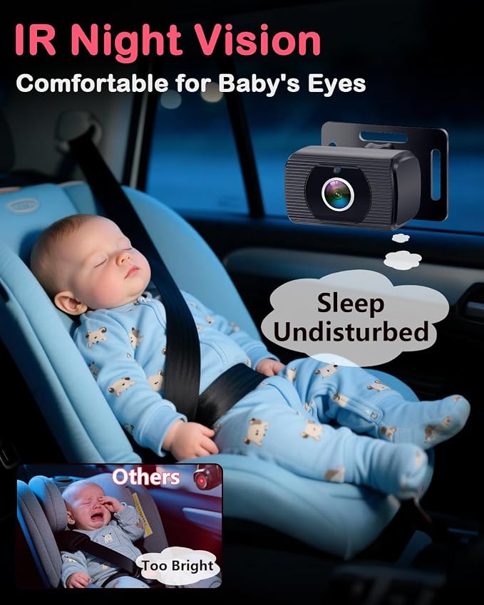 Rohent Dual Baby Car Camera for 2-Kids: 6.9'' HD Split Screen - Image 5