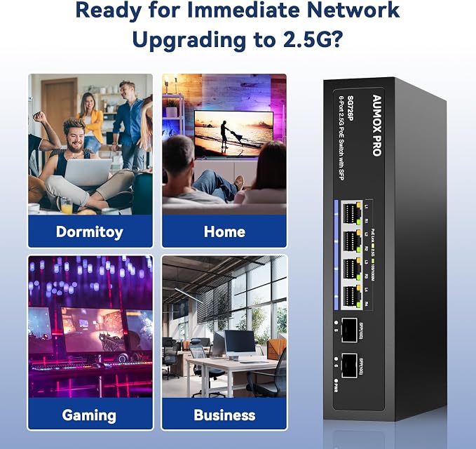 6 Port 2.5G PoE Switch, AUMOX PRO 4 Port 2.5G Network Unmanaged Switch - Image 7