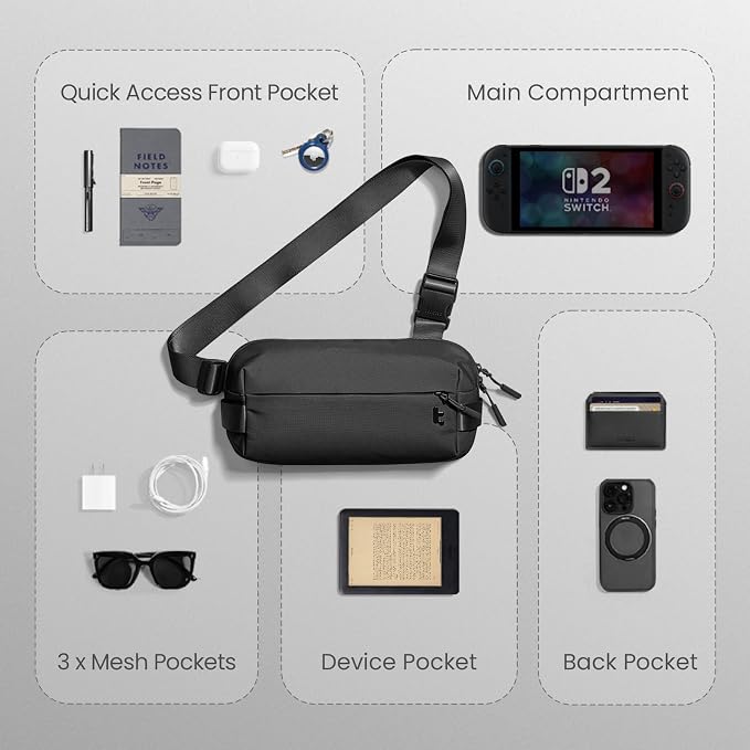 tomtoc Compact EDC Sling Bag 3L-10L, Minimalist Crossbody Bag Chest Shoulder - Image 8