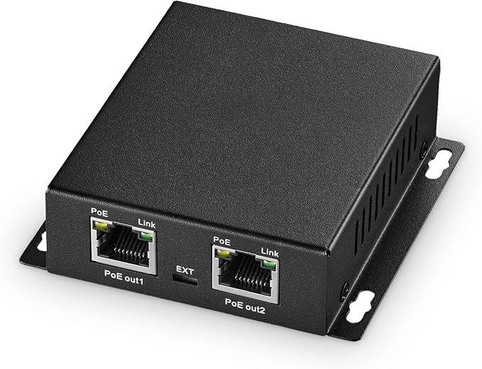 Binardat Gigabit PoE Extender Passthrough Switch, 1 in 2 Out, IEEE802.3af/at/bt by Binardat