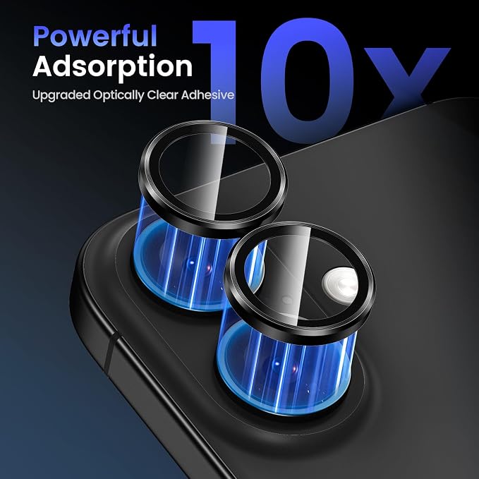 Tensea for iPhone 16 / iPhone 16 Plus Camera Lens Protector, 9H Tempered Glass - Image 6