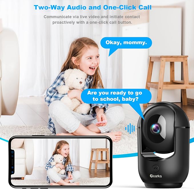 Cloarks 2K Pan/Tilt Security Camera, WiFi Indoor Cameras - Image 6