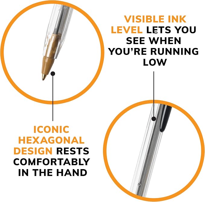BIC Cristal Xtra Smooth Black Ballpoint Pens, Medium Point, 24-Count Pack - Image 5