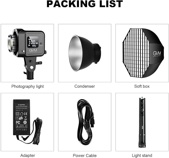 GVM SD80S 80W COB Video Light Kit, 5600K Continuous Lighting - Image 9