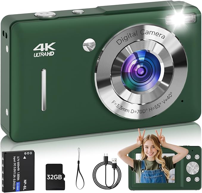 Digital Camera for Kids, FHD 1080P 44MP Point and Shoot Digital Camera by SMARTKLIK