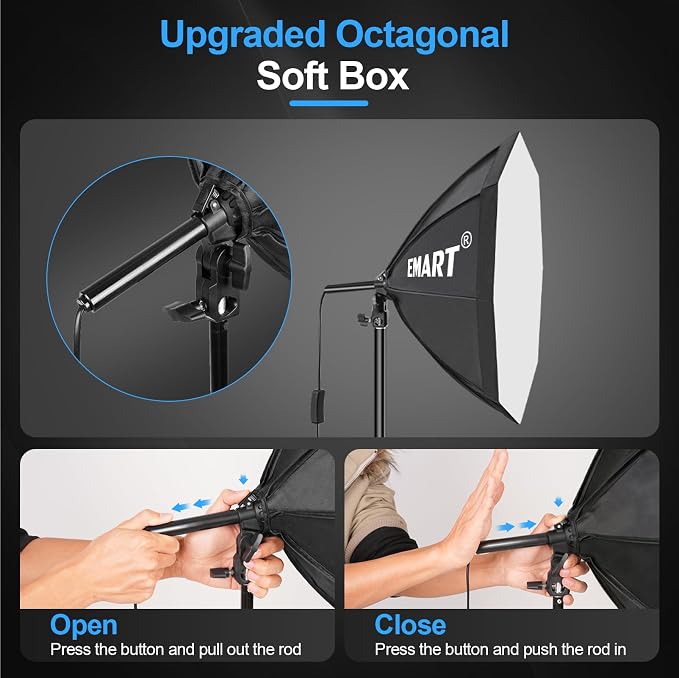 EMART Softbox Photography Lighting Kit, 50W 3000K-6000K LED Bulb, Professional - Image 6