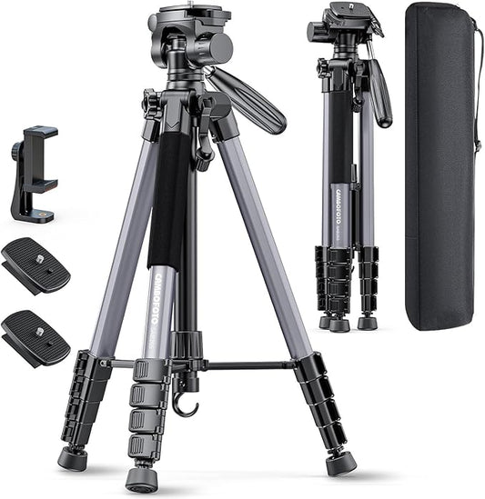 CAMBOFOTO 74″ Aluminum Camera Tripod – Heavy‐Duty Professional Tripod Stand by CAMBOFOTO