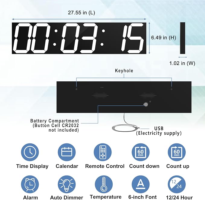 CHKOSDA Digital Wall Clock, Oversize Led Digital Clock - Image 2