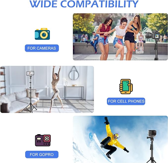 Sensyne 67" Phone-Tripod, Extendable Cell Phone Tripod Stand & Selfie Stick - Image 3