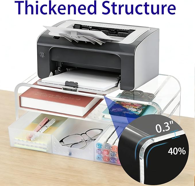OPNICE Acrylic Clear Desk Organizers and Accessories, 2-Tier Computer Monitor - Image 5