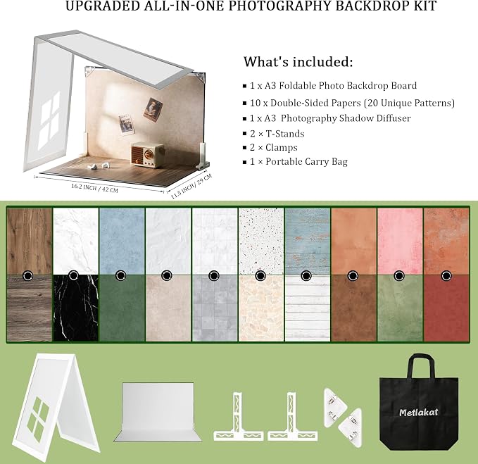 Photo Backdrop Board with Shadow Diffuser, Tabletop Small Shooting Kit - Image 2