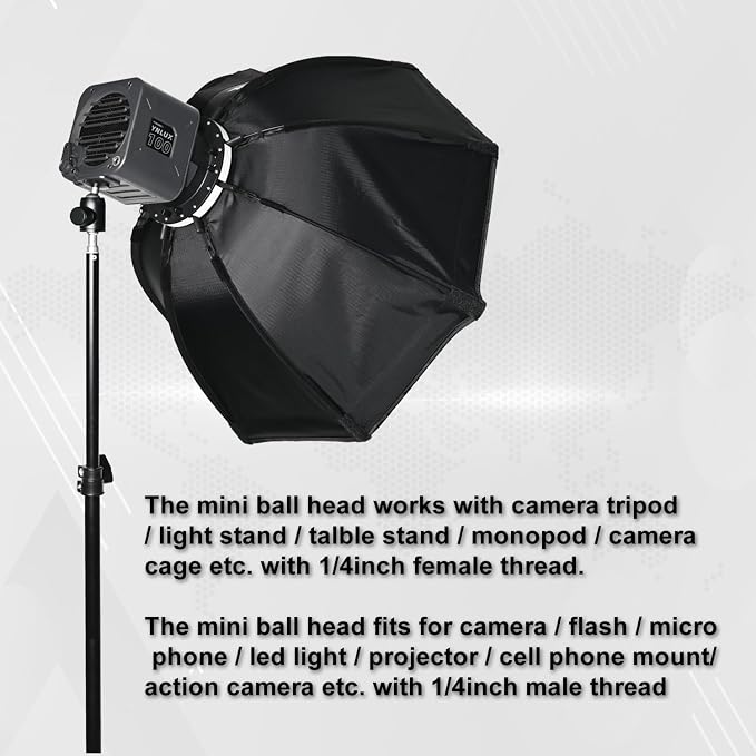 SIOTI Mini Tripod Ball Head, Swivel Mini Ball Head, Panoramic 360° Vertical Pan - Image 3