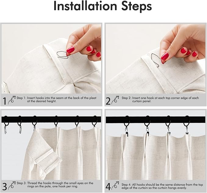Memory Trained Pinch Pleated Curtains 84 Inches Long, Viral Linen Pinch Pleat - Image 3