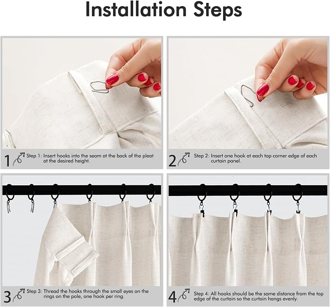 Memory Trained Pinch Pleated Curtains 108 Inches Long, Viral Linen Pinch Pleat - Image 3