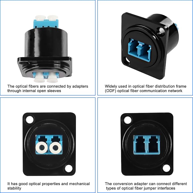 XMSJSIY LC Fiber Optic Panel Mount Adapter Connector D-Type LC Female to Female - Image 4