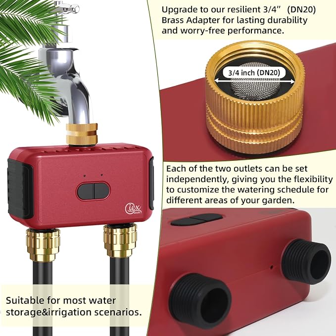 GIEX ZIGBEE 2-Zone Sprinkler Timer GX-03, Smart Irrigation Garden Hose Watering - Image 2