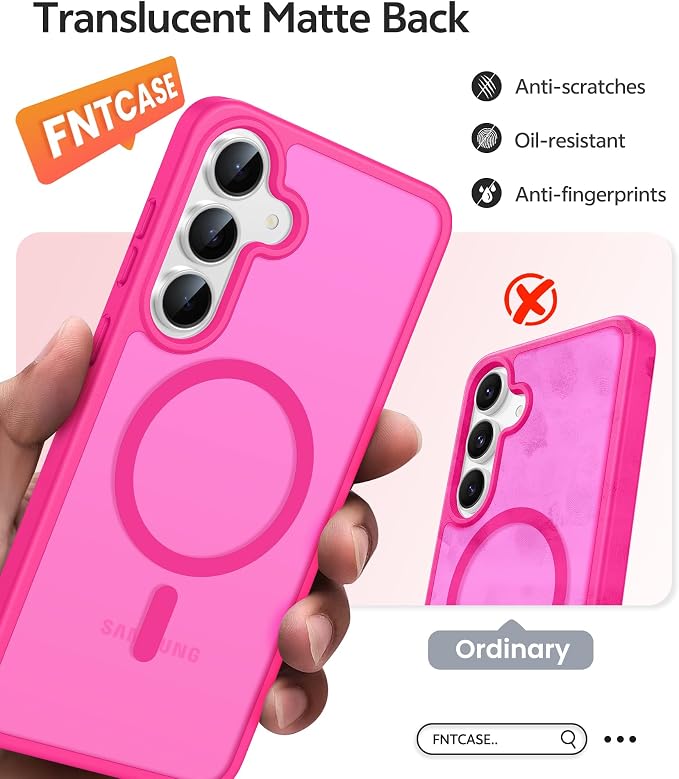 FNTCASE for Samsung Galaxy S25 FE Case: Magnetic Translucent Matte Military - Image 6