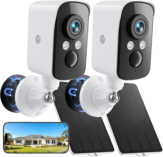 Security Camera Wireless Outdoor, 2.4G WiFi, Battery & Solar Powered, Free by Proectwhatmatters