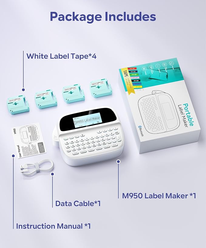 Label Maker Machine with 4 Tapes, Rechargeable Backlit Labeler - Image 9