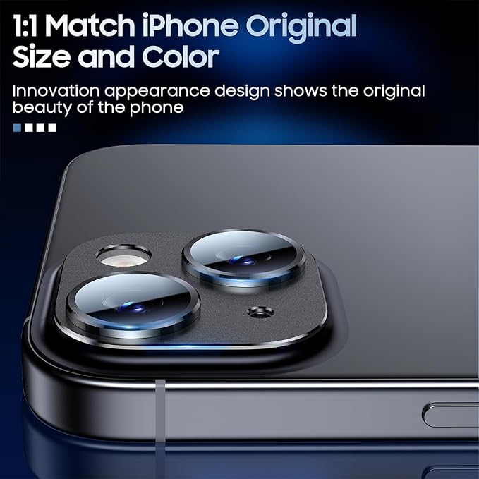 Uyiton for iPhone 15/iPhone 15 Plus Camera Lens Protector, Metal Tempered Glass - Image 5