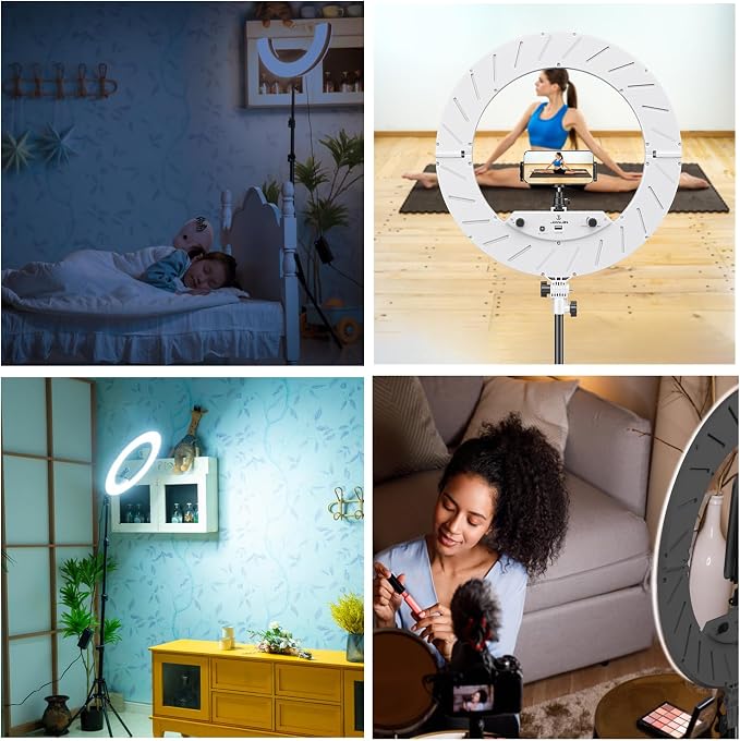 Ring Light Kit:18"/45cm Outer 55W6700k Dimmable LED Light, Tripod Stand - Image 6
