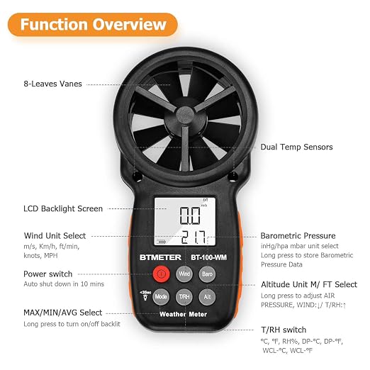 BTMETER Digital Anemometer Barometer Handheld, - Image 4