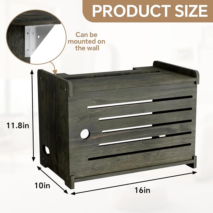 Wooden WiFi Router Storage Box Hider Shelf, Decorative Projector Box Hider Rack - Image 2