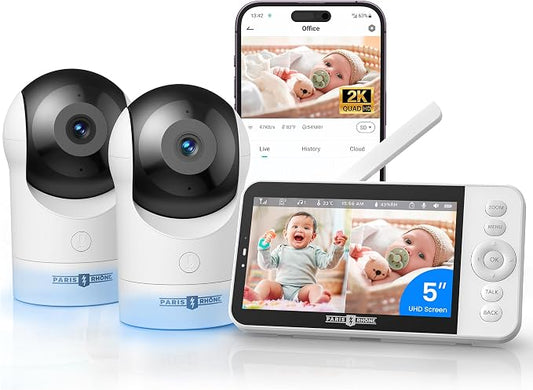 PARIS RHÔNE 2K Split-Screen Baby Monitor, 5” Smart Video Baby Monitor by PARISRH%C3%94NE