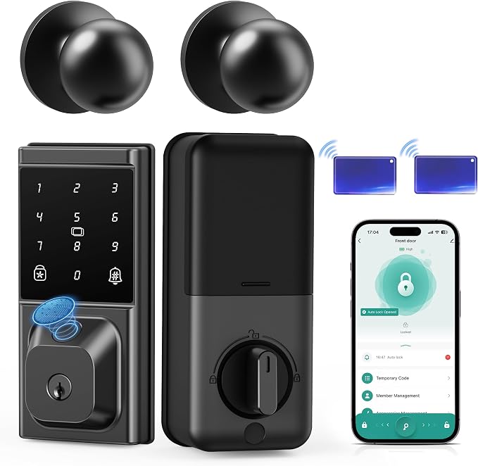 Smart Deadbolt Lock with Knob Handle, Keyless Entry Door Lock Set, Fingerprint by IBLOGSmartDoorLock
