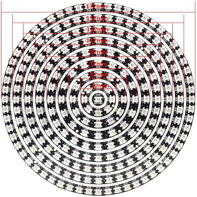 241 LEDs 9 Rings WS2812B 5050 RGB LED Ring Lamp Light Individually Addressable - Image 5