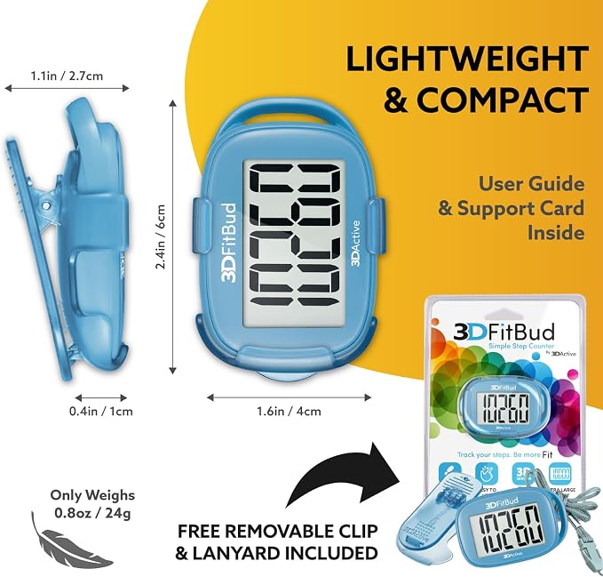 3DActive 3DFitBud Simple Step Counter Walking 3D Pedometer - Image 5