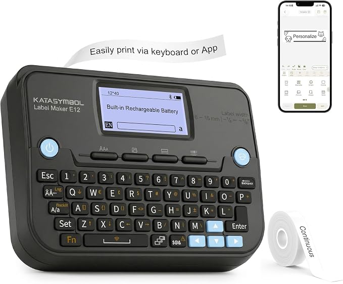 SUPVAN E12 Bluetooth Label Maker Machine, Support Keyboard & App by SUPVAN