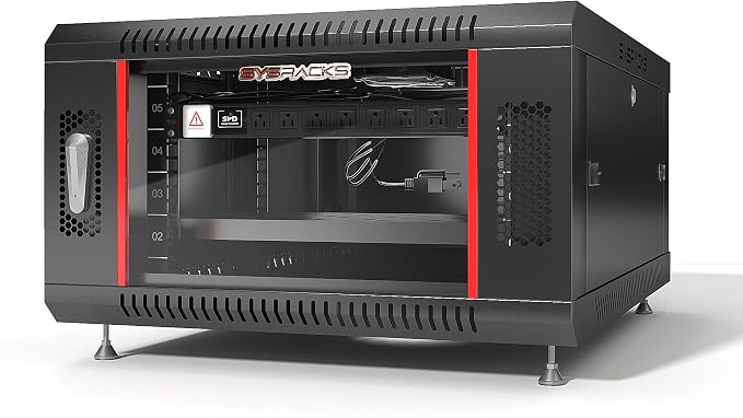 6U Wall Mount Server Rack Cabinet 24” Deep, 19” Network & AV Enclosure by SYSRACKS