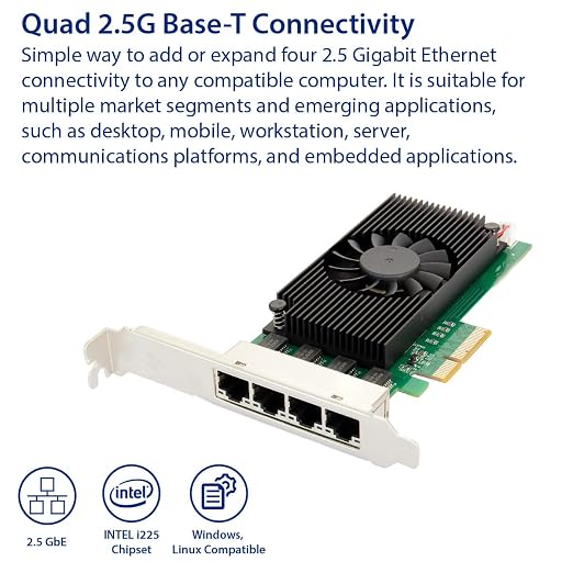 Quad 2.5 Gigabit Ethernet PCI-E Network Expansion Card RJ45 LAN Adapter Low - Image 2